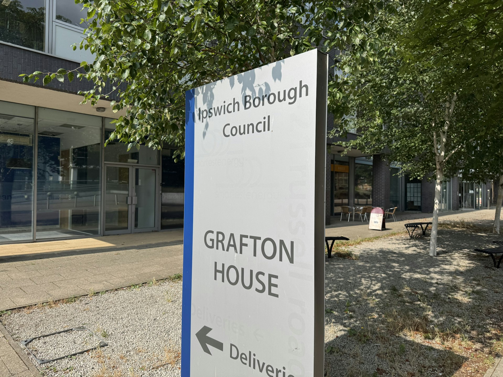 A sign at Grafton House in Ipswich